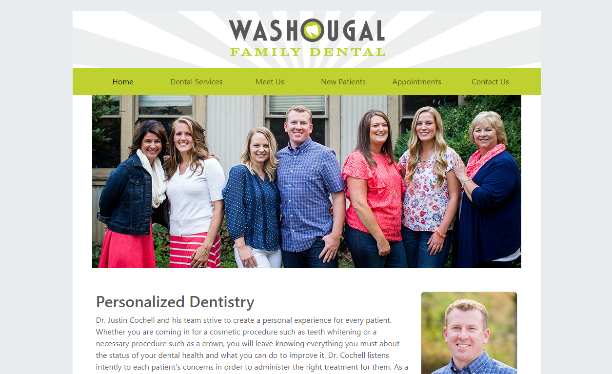 Washougal Family Dental front page redesign